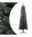 vidaXL Artificial Slim Christmas Tree with Stand Green 150 cm PVC — Model: without led