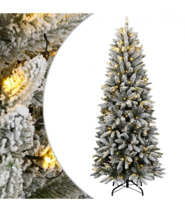 vidaXL Artificial Christmas Tree 150 LEDs and Flocked Snow 150 cm — Model: with leds
