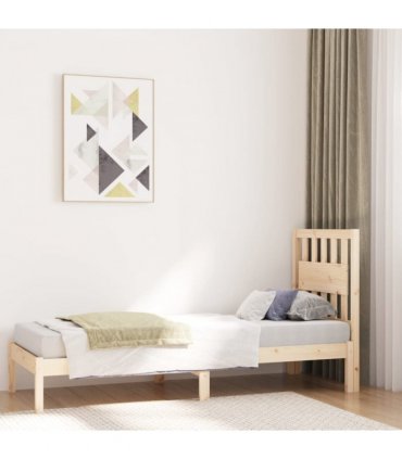 vidaXL Bed Frame without Mattress Solid Wood Small Single — Colour: natural, Size: 75 x 190 cm