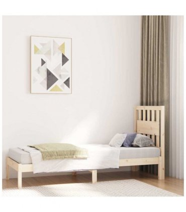 vidaXL Bed Frame without Mattress Solid Wood Small Single — Colour: natural, Size: 75 x 190 cm