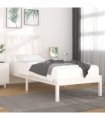 vidaXL Bed Frame | White | Solid pine wood | 90x200 cm | Decorative Inlays — Size: 90 x 200 cm