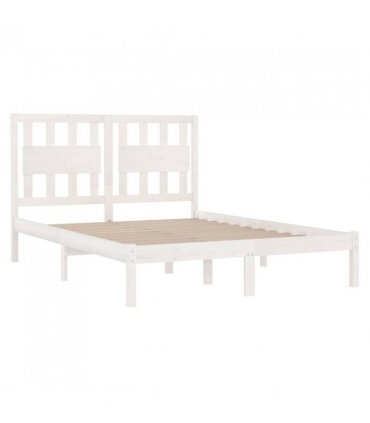 vidaXL Bed Frame without Mattress White Solid Wood Super King — Size: 180 x 200 cm