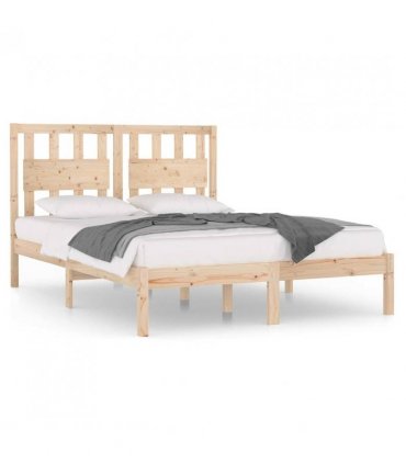 3103928 vidaXL Bed Frame without Mattress Solid Wood 120x200 cm (810012+818560) — Colour: natural, Size: 120 x 200 cm