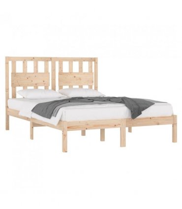3103928 vidaXL Bed Frame without Mattress Solid Wood 120x200 cm (810012+818560) — Colour: natural, Size: 120 x 200 cm