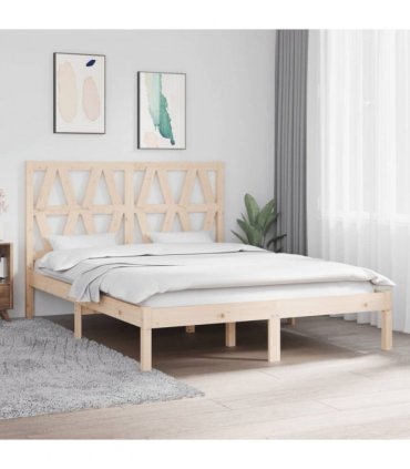 3103998 vidaXL Bed Frame without Mattress Solid Wood 140x200 cm (810017+818620) — Colour: natural, Size: 140 x 200 cm