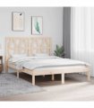 3103998 vidaXL Bed Frame without Mattress Solid Wood 140x200 cm (810017+818620) — Colour: natural, Size: 140 x 200 cm
