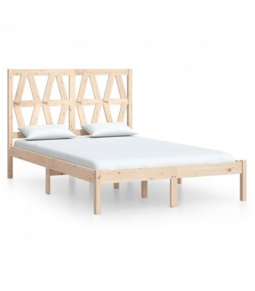 3103998 vidaXL Bed Frame without Mattress Solid Wood 140x200 cm (810017+818620) — Colour: natural, Size: 140 x 200 cm