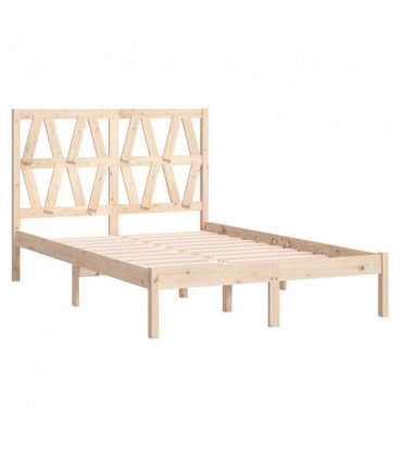 3103998 vidaXL Bed Frame without Mattress Solid Wood 140x200 cm (810017+818620) — Colour: natural, Size: 140 x 200 cm