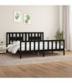 vidaXL Bed Frame without Mattress Black Solid Wood Pine 200x200 cm — Size: 200 x 200 cm