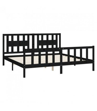 vidaXL Bed Frame without Mattress Black Solid Wood Pine 200x200 cm — Size: 200 x 200 cm