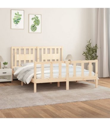 vidaXL Bed Frame without Mattress Solid Wood Pine 160x200 cm — Colour: natural, Size: 160 x 200 cm