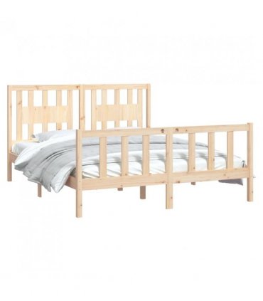 vidaXL Bed Frame without Mattress Solid Wood Pine 160x200 cm — Colour: natural, Size: 160 x 200 cm