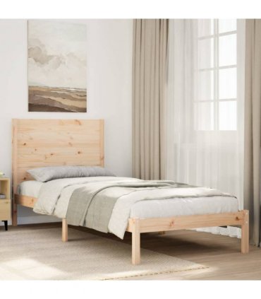 vidaXL Extra Long Bed Frame without Mattress 90x210 cm Solid Wood — Colour: natural, Size: 90 x 210 cm