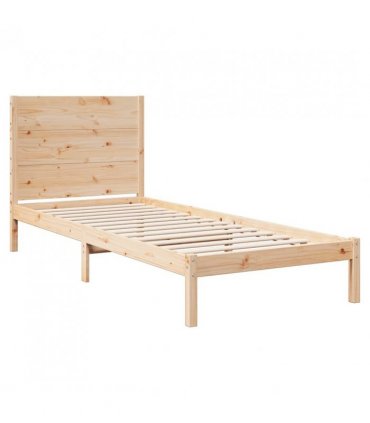 vidaXL Extra Long Bed Frame without Mattress 90x220 cm Solid Wood — Colour: natural, Size: 90 x 220 cm