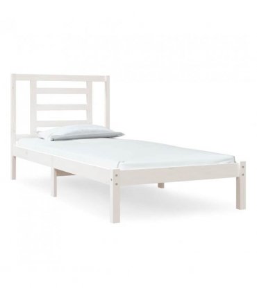 vidaXL Bed Frame without Mattress White 90x200 cm Solid Wood Pine — Size: 90 x 200 cm