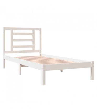 vidaXL Bed Frame without Mattress White 90x200 cm Solid Wood Pine — Size: 90 x 200 cm