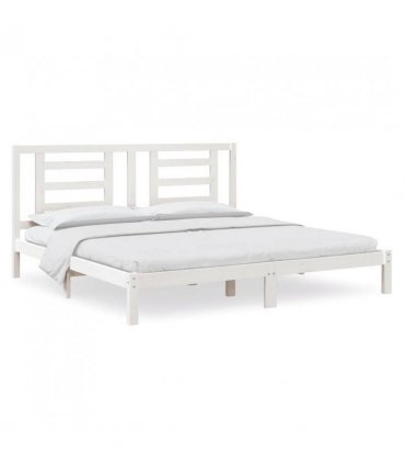 vidaXL Bed Frame without Mattress White 200x200 cm Solid Wood Pine — Size: 200 x 200 cm