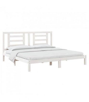 vidaXL Bed Frame without Mattress White 200x200 cm Solid Wood Pine — Size: 200 x 200 cm