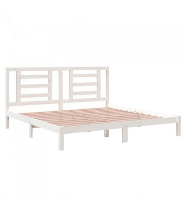 vidaXL Bed Frame without Mattress White 200x200 cm Solid Wood Pine — Size: 200 x 200 cm