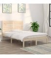 vidaXL Bed Frame without Mattress 135x190 cm Double Solid Wood — Colour: natural, Size: 135 x 190 cm