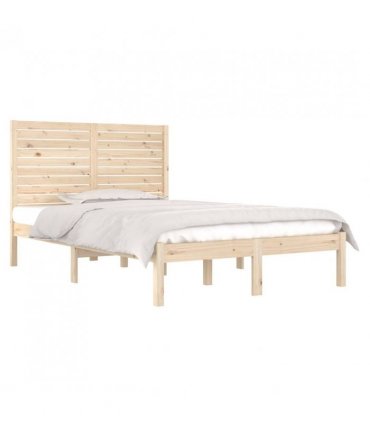 vidaXL Bed Frame without Mattress 135x190 cm Double Solid Wood — Colour: natural, Size: 135 x 190 cm