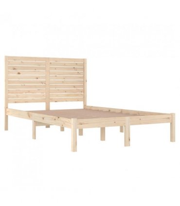 vidaXL Bed Frame without Mattress 135x190 cm Double Solid Wood — Colour: natural, Size: 135 x 190 cm