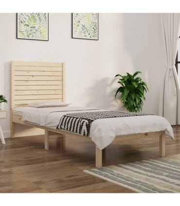 vidaXL Bed Frame | Natural pine | Solid pine wood | Small single | Durable — Size: 75 x 190 cm