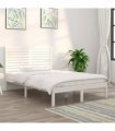 vidaXL Bed Frame without Mattress White 135x190 cm Double Solid Wood — Size: 135 x 190 cm