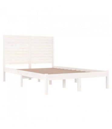 vidaXL Bed Frame without Mattress White 135x190 cm Double Solid Wood — Size: 135 x 190 cm
