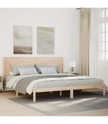vidaXL Extra Long Bed Frame without Mattress 200x210 cm Solid Wood — Colour: natural, Size: 200 x 210 cm