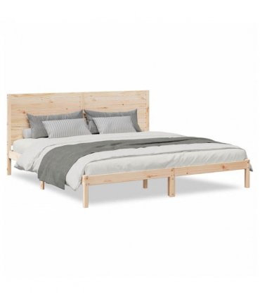 vidaXL Extra Long Bed Frame without Mattress 200x210 cm Solid Wood — Colour: natural, Size: 200 x 210 cm