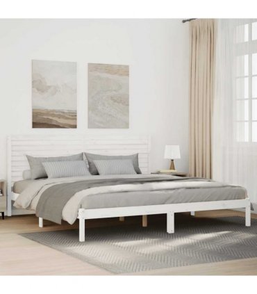 vidaXL Extra Long Bed Frame without Mattress White 200x220 cm Solid Wood — Size: 200 x 220 cm