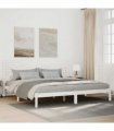 vidaXL Extra Long Bed Frame without Mattress White 200x220 cm Solid Wood — Size: 200 x 220 cm