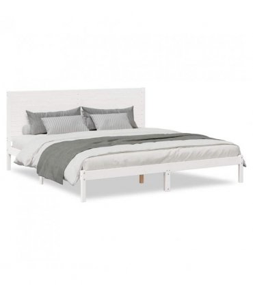 vidaXL Extra Long Bed Frame without Mattress White 200x220 cm Solid Wood — Size: 200 x 220 cm