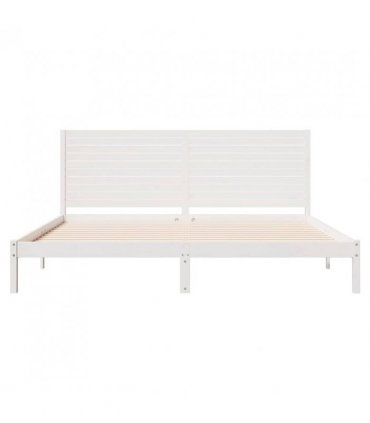 vidaXL Extra Long Bed Frame without Mattress White 200x220 cm Solid Wood — Size: 200 x 220 cm