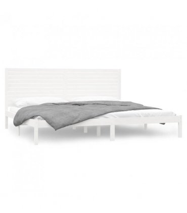 vidaXL Bed Frame without Mattress White 180x200 cm Super King Solid Wood — Size: 180 x 200 cm