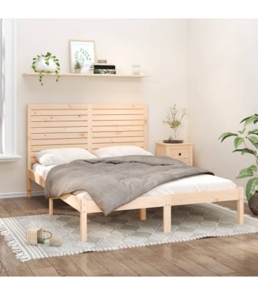 vidaXL Bed Frame | Rustic Bed Frame | Rectangular | Rustic | Solid Pine Wood Bed — Colour: natural, Size: 120 x 200 cm