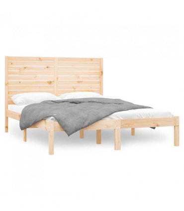 vidaXL Bed Frame | Rustic Bed Frame | Rectangular | Rustic | Solid Pine Wood Bed — Colour: natural, Size: 120 x 200 cm