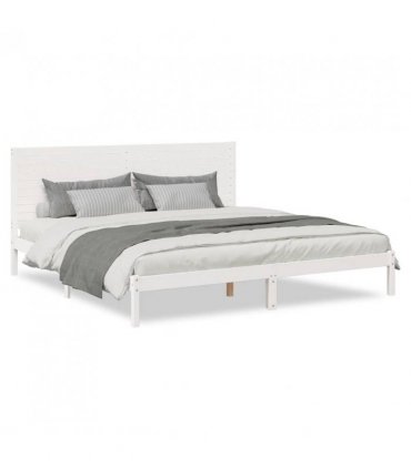 vidaXL Extra Long Bed Frame without Mattress White 180x220 cm Solid Wood — Size: 180 x 220 cm