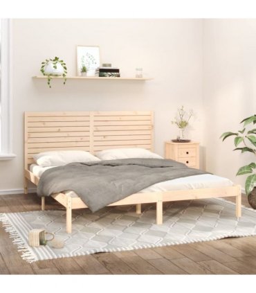 vidaXL Bed Frame without Mattress 180x200 cm Super King Solid Wood — Colour: natural, Size: 180 x 200 cm