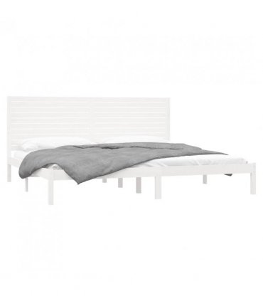 vidaXL Bed Frame | White | Solid pine wood | Double | Durable | Bed Frame — Size: 200 x 200 cm — V0671952756