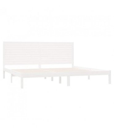 vidaXL Bed Frame | White | Solid pine wood | Double | Durable | Bed Frame — Size: 200 x 200 cm — V0671952756