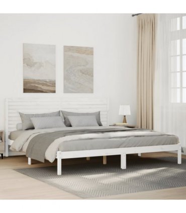 vidaXL Extra Long Bed Frame without Mattress White 200x210 cm Solid Wood — Size: 200 x 210 cm