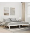 vidaXL Extra Long Bed Frame without Mattress White 200x210 cm Solid Wood — Size: 200 x 210 cm