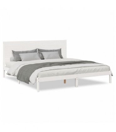vidaXL Extra Long Bed Frame without Mattress White 200x210 cm Solid Wood — Size: 200 x 210 cm