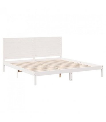 vidaXL Extra Long Bed Frame without Mattress White 200x210 cm Solid Wood — Size: 200 x 210 cm