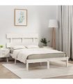 vidaXL Bed Frame | White | Solid pinewood | Double | Bed Frame | Rectangular — Size: 200 x 200 cm