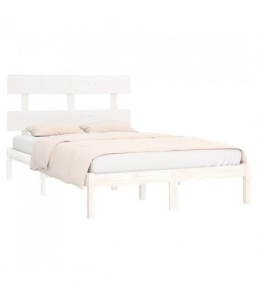 vidaXL Bed Frame | White | Solid pinewood | Double | Bed Frame | Rectangular — Size: 200 x 200 cm