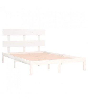 vidaXL Bed Frame | White | Solid pinewood | Double | Bed Frame | Rectangular — Size: 200 x 200 cm
