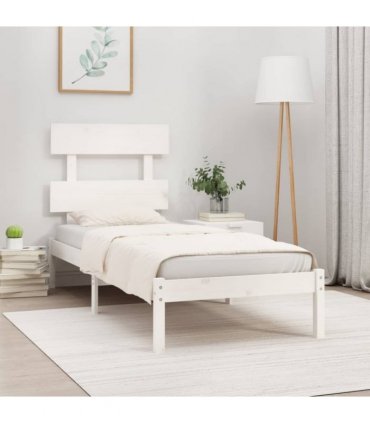 vidaXL Bed Frame without Mattress White 90x200 cm Solid Wood — Size: 90 x 200 cm